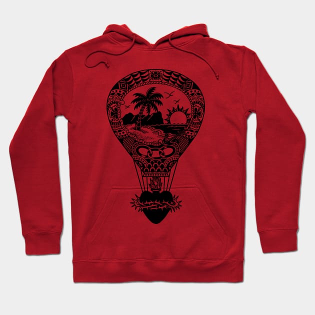 Traditional Tattoo Hot Air Balloon Hoodie by JR Tattoos